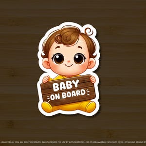 Baby on Board Sticker – Cute Vinyl Decal | Waterproof & Laminated Car Sticker | New Parent Gift, Baby Shower, Laptop, Water Bottle, Journal