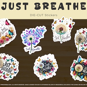 Just Breathe Dandelion & Butterfly Sticker Set: Mindfulness Decals