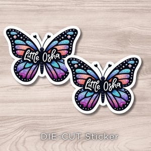 Little Osha Schmetterling Aufkleber | Niedliche Aufkleber mit Glitzer Aufkleber | Vinyl wasserfest Aufkleber | Laptop Wasserflasche Aufkleber
