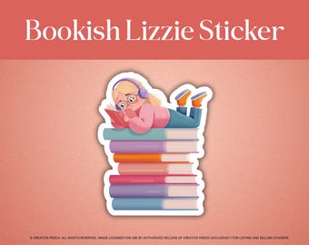 Girl Reading Books Sticker, Bookish Laminated Vinyl Decal, Book Lovers Sticker, Cute Bookish Sticker, Kindle Sticker