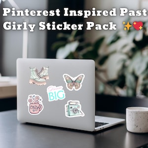 Pinterest Pastel Girl Sticker Pack, Downtown Girly Aesthetic Coquette Stickers, 19 Cute Vinyl Stickers for Planners, Journals, Scrapbooking