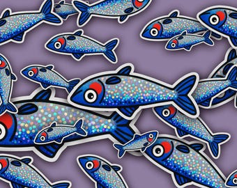 Glitter Fish Vinyl Sticker: Waterproof Die-Cut Ocean Decal