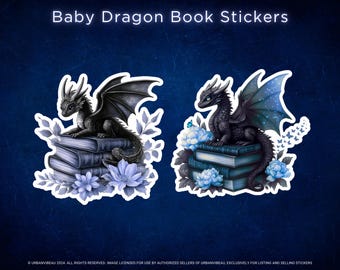 Baby Dragon Book Sticker: Fantasy Reader Vinyl Decal
