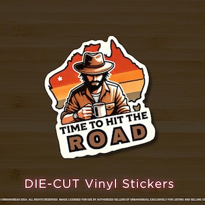 Time to Hit the Road Sticker, Australia Outback Travel Sticker, Road Trip Adventure Decal, Aussie Bush Camping Vinyl Sticker for Car, Laptop