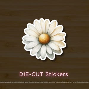 White Daisy Flower Vinyl Stickers: Waterproof Floral Decals, Set of 6 or 12