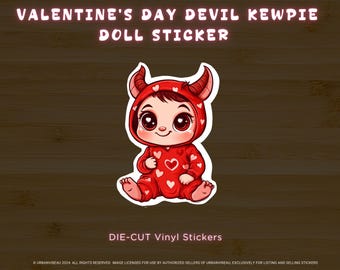 Devil Kewpie Doll Sticker: Valentine's Day Vinyl Decal
