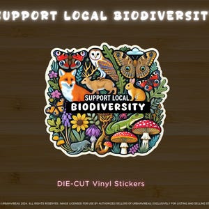 Apoye la biodiversidad local: calcomanía resistente e impermeable sobre vida silvestre / Arte original, preservación del medio ambiente, diseño de plantas y animales