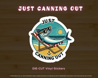 Funny Sardine Beach Pun Die-Cut Vinyl Sticker