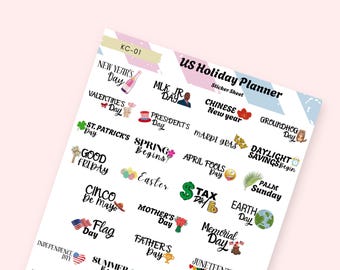 Amerikanska semesterplanerarklistermärken: Journal- och scrapbookingklistermärken