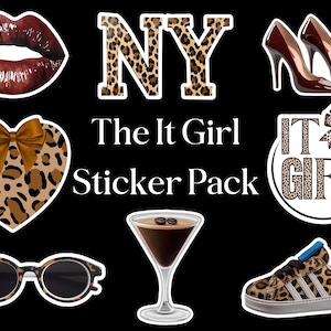 The It Girl Sticker Pack, Leopard Print Die Cut Stickers, Trendy Aesthetic Laptop, Water Bottle & Journal Stickers, Fashion Girl Sticker Set