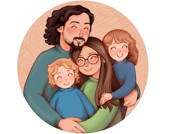 Valentine day portrait family, Family portrait, Custom idea gift, Valentine's day custom gift, Couple portrait, Drawing personalizad gift