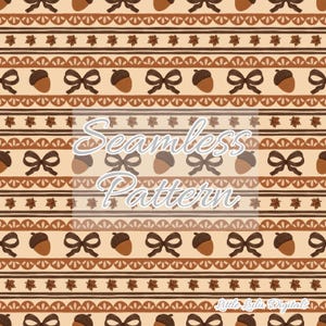 Höst Acorn Coquette Rosettränder Seamless Mönster - Sömlös Fil - Digitalt Papper