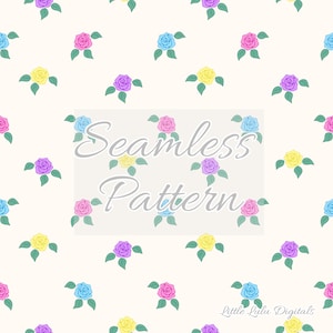 Spring flowers seamless pattern - Pastel floral seamless file - Pink blue yellow purple floral seamless - Flower repeat pattern