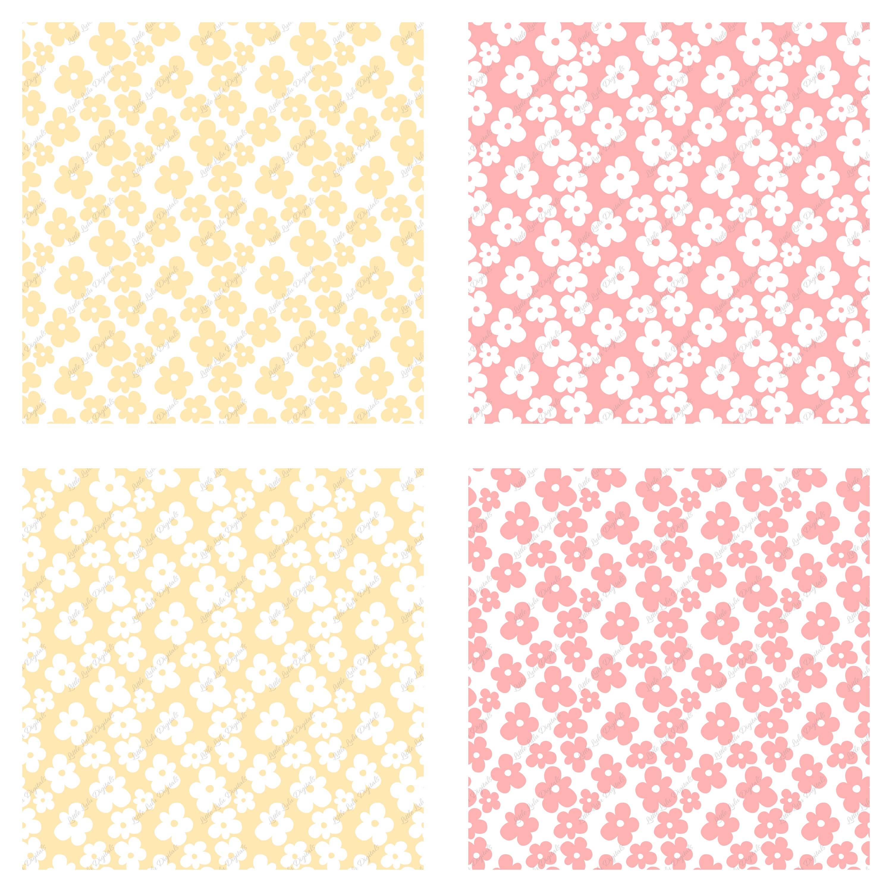 Flower Digital Paper - Floral Seamless Pattern - Boho Flowers Digital ...