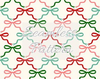 Weihnachten Kokette Bogen Musterdesign - Weihnachten nahtlose Datei - Weihnachten Schleife nahtlos - Weihnachten Kokette Rapportmuster
