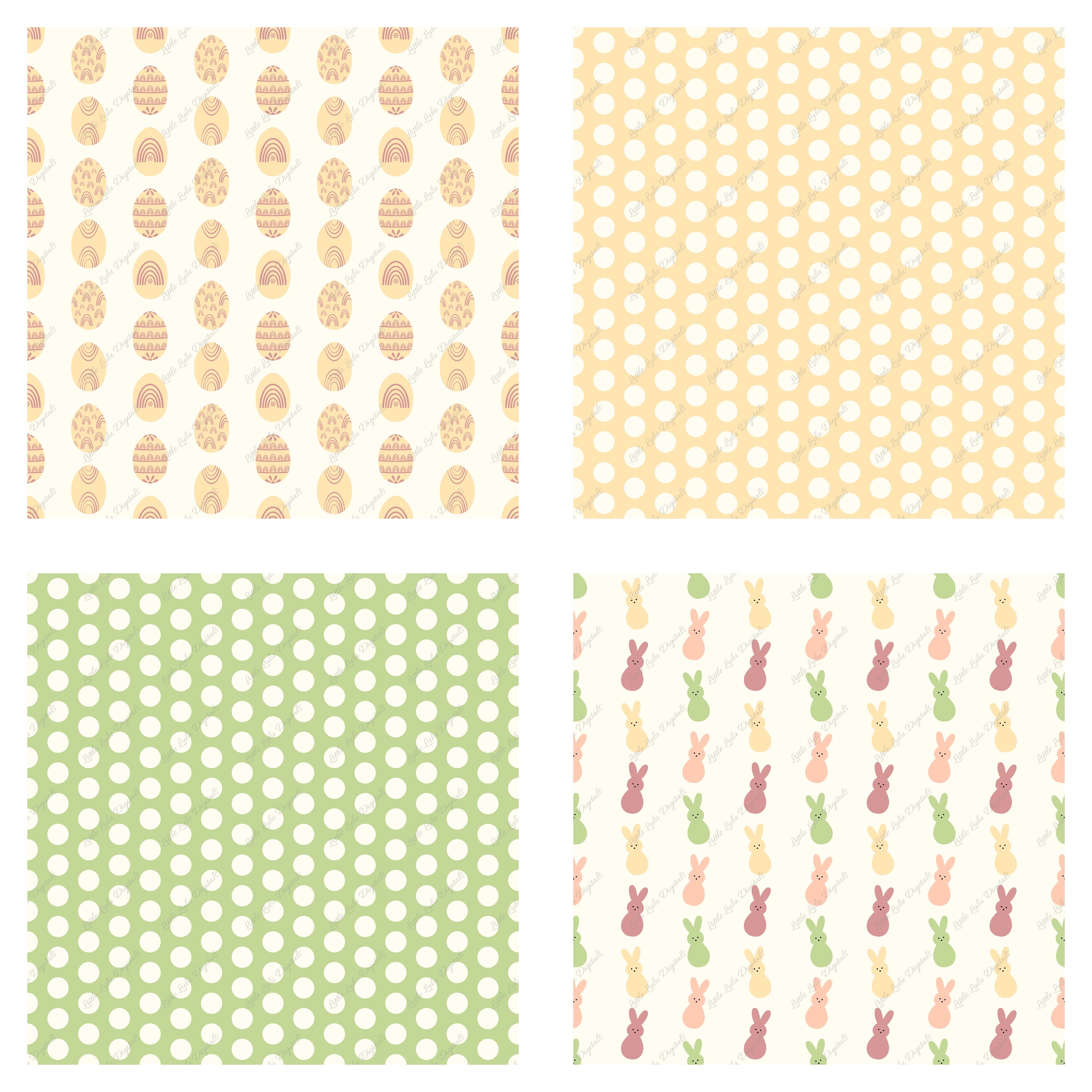 Easter Digital Paper - Easter Seamless Pattern - Easter Bunnies Eggs ...