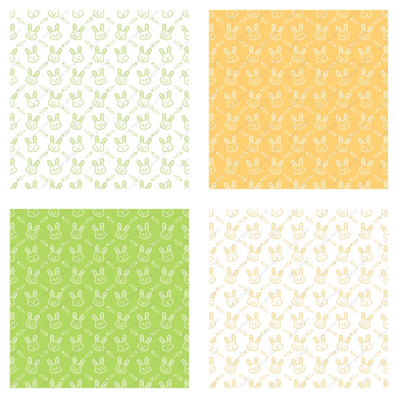 Easter Digital Paper - Easter Seamless Pattern - Easter Bunnies Eggs ...