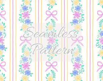 Naadloos bloemenpatroon strikslinger – Coquette Spring Flower (digitale download)