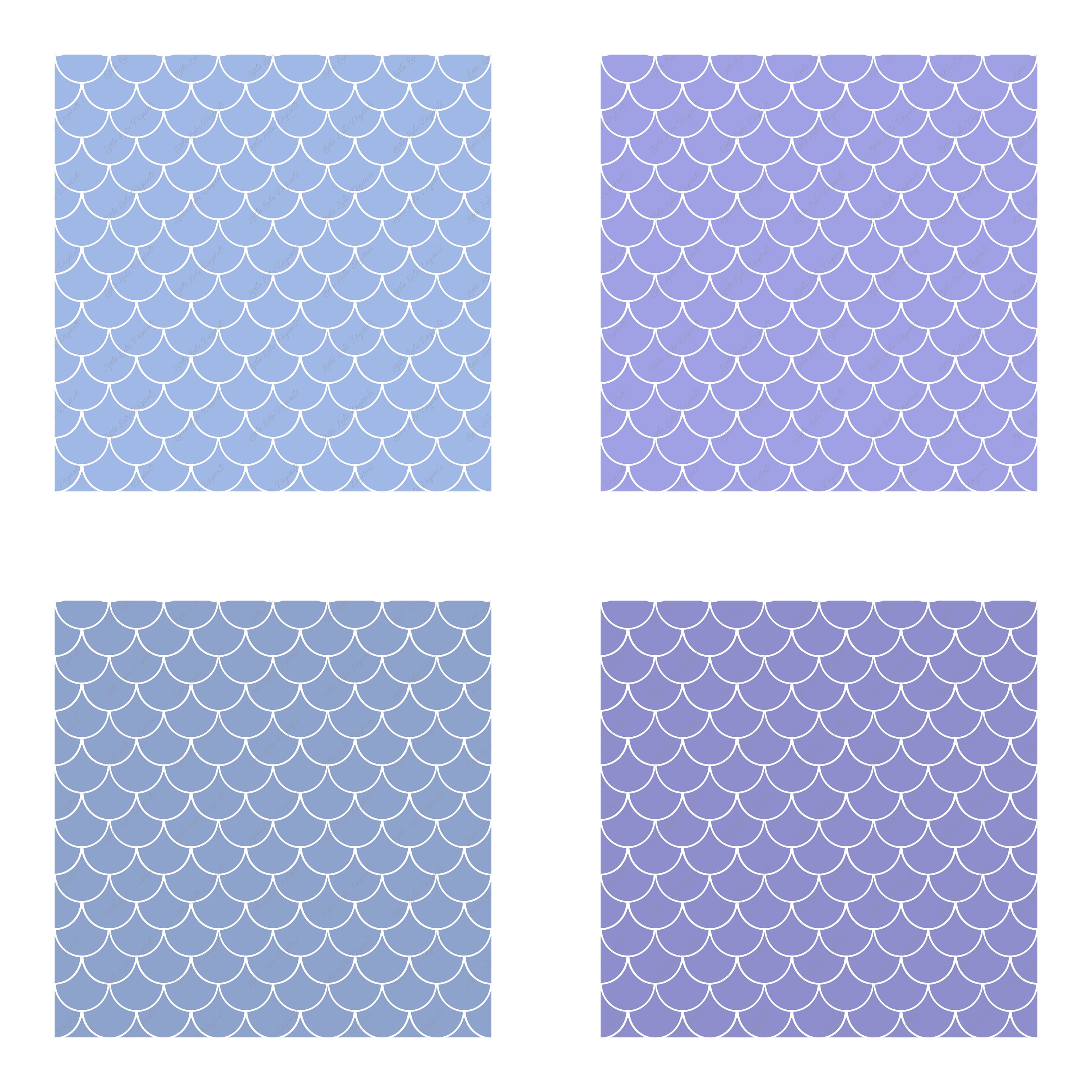 Mermaid Scales Digital Paper - Seamless Pattern and Shades of the Ocean ...