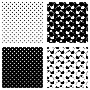 Cat paw and fishbone digital paper sample