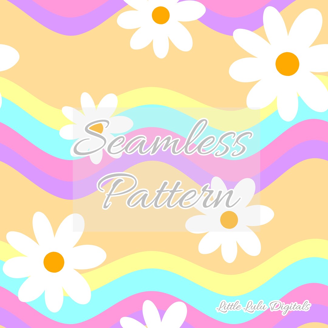 Groovy Daisy Waves Seamless Pattern – Summer Fabric Print (digital ...