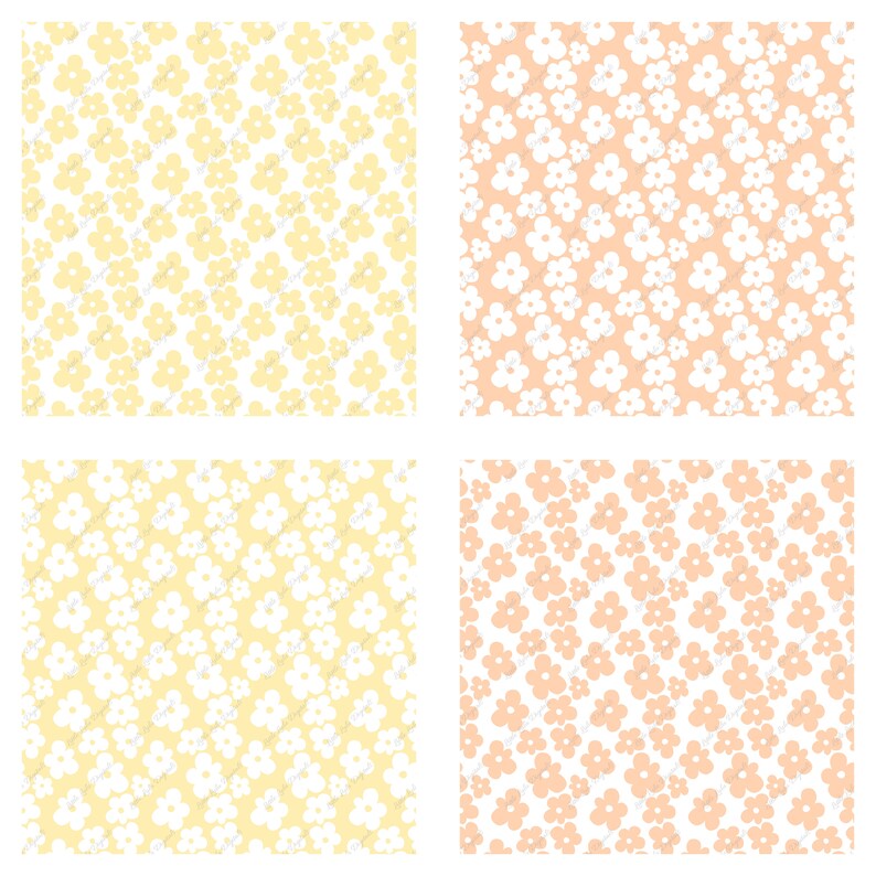 Flower Digital Paper - Floral Seamless Pattern - Boho Flowers Digital ...