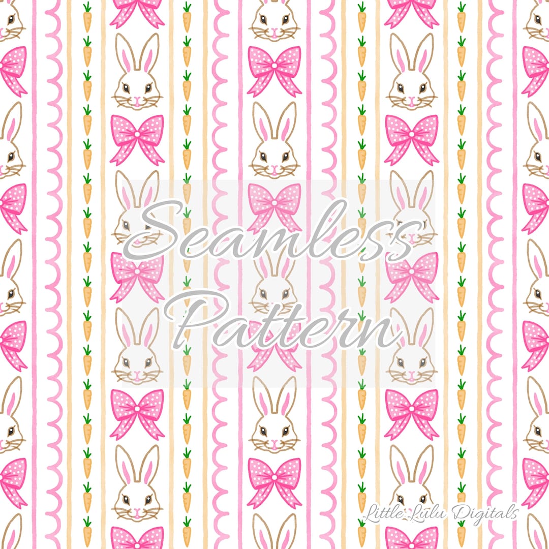 Easter Bunny Coquette Bow Stripes Seamless Pattern - Seamless File ...