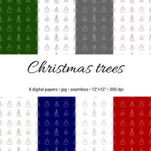 Christmas tree digital paper - seamless pattern and christmas colors