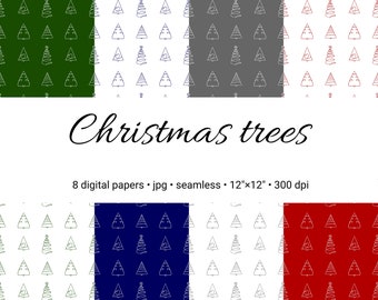 Digitaal kerstboompapier - naadloos patroon en kerstkleuren
