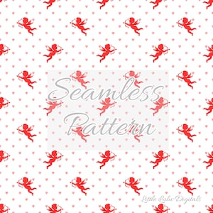 Valentine seamless pattern - Watercolor Valentine's day seamless file - Valentine cupid and heart seamless - Valentine repeat pattern