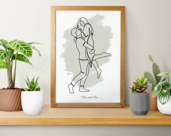 Custom Line Drawing Faceless Portrait from Photo, Anniversary Gift, Gift for Him, Unique Husband Gift, Lesbian Gift, Gift for Boyfriend