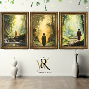 Yoga Wall Art Set of 3, Buddha Wall Art, 佛画, Zen, Printable Art, Digital Print, Buddha Painting, Zen Wall Art, Buddha Poster, Asian Wall Art