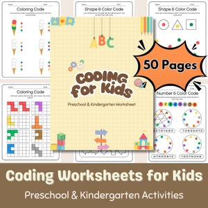 Coding Worksheets for Kids | Preschool, Kindergarten Activities (50 Pages Printable PDF)