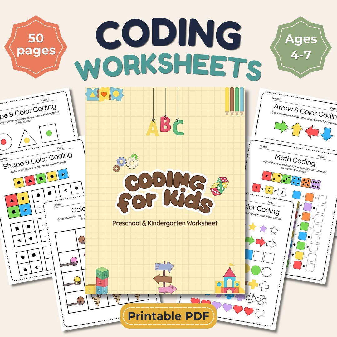 Coding Worksheets for Kids, Preschool STEM Activities, Unplugged Coding ...