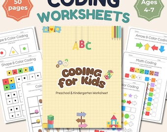 Coding Worksheets for Kids, Preschool Logic Activities, Kindergarten STEM Printables, Early Learning Algorithm Games, Digital Download