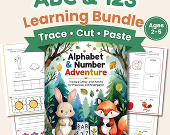 Busy Book Printable for Kids Ages 3-5 | Preschool Tracing Alphabet + Numbers Learning Pack | Cut and Paste Activities