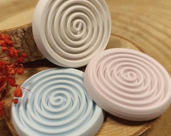 Duftsteine Set 3 Stück Raysin weiß | Aromatherapie Duftstein | Ätherische Öle Diffuser | Spiral Relief handgemacht | Raumdeko