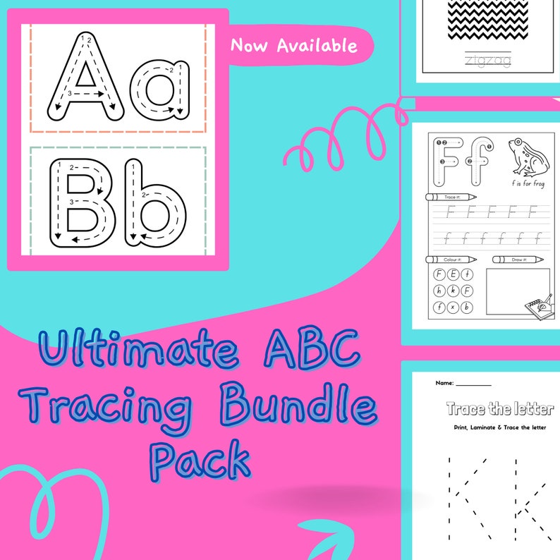 Alphabet Tracing Book Printable Workbook, Preschool Kindergarten