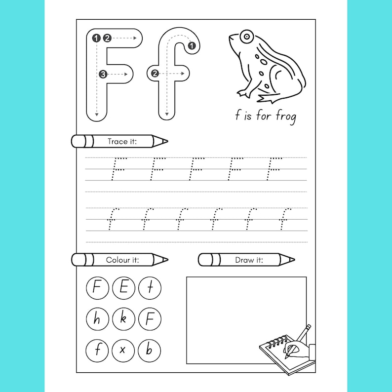 Alphabet Tracing Book Printable Workbook, Preschool Kindergarten