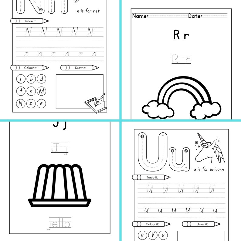 Alphabet Tracing Book Printable Workbook, Preschool Kindergarten