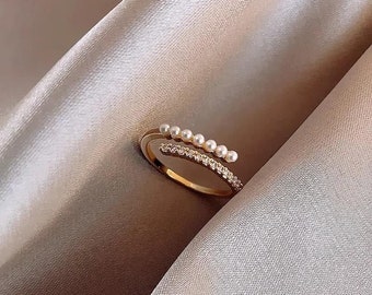 Pearl Stone Minimal Elegant Engagement Ring | Perfect Gift for Wife • Wedding Jewelry • Personalized | Valentine's Day | Mother's Day