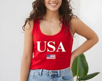 Débardeur USA, débardeur drapeau USA, débardeur Amérique, débardeur couleurs confort USA, débardeur 4 juillet, débardeur drapeau américain, débardeur rouge blanc bleu, débardeur