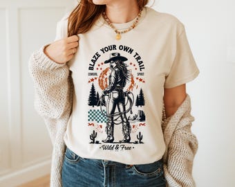 カウガールシャツ、レトロカウガールシャツ、ウエスタングラフィックTシャツ、ウエスタンシャツ、カウガールTシャツ、ロデオシャツ、ロデオカントリーウエスタンシャツ、blazetrailshir