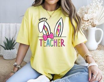 Teacher Easter Shirt, Hoppy Teacher T-Shirt, Teacher Easter Gift, Easter teacher shirt, Happy teacher gifts, teacher shirt, savikels