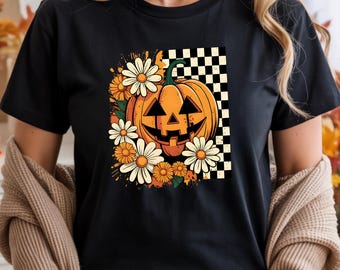 Floral Pumpkin Shirt, Pumpkin Halloween Shirt, Pumpkin tshirt, Halloween shirt, fall pumpkin shirt, autumn vibes shirt, spooky pumpkin tee