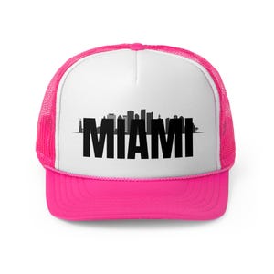Miami Trucker Hat, Retro Miami Skyline Cap, Florida Gift for Him, Mesh Back Miami Hat, Embroidered Miami Hat, Vintage City Baseball Cap