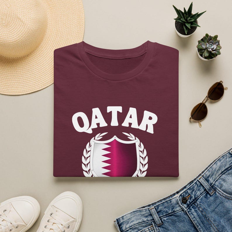 Camiseta de Qatar, Camiseta con la bandera de Qatar, Camiseta con el escudo de Qatar, Camiseta de Qatar para la Copa Mundial, Camiseta de fútbol de Qatar, Camiseta de Qatar, Fútbol de Qatar, Camiseta de país para adultos imagen 6