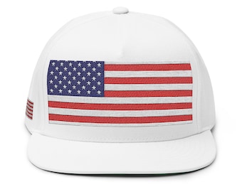 USA Flag Truck Hat Embroidery, Embroidered Usa Hat, USA Flag hat Patch, American flag hat, red white blue hat, snapback USA hat, Usa hat cap