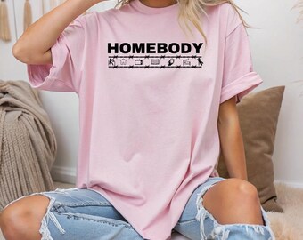 Shirt homebody, gezellig comfort-T-shirt, introvert shirt, thuisblijven shirt, lounge T-shirt, anti-sociaal shirt, homebody sociale club, comfortabel T-shirt