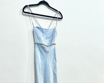 Vintage Silky Blue 90s Prom Dress- Y2K!